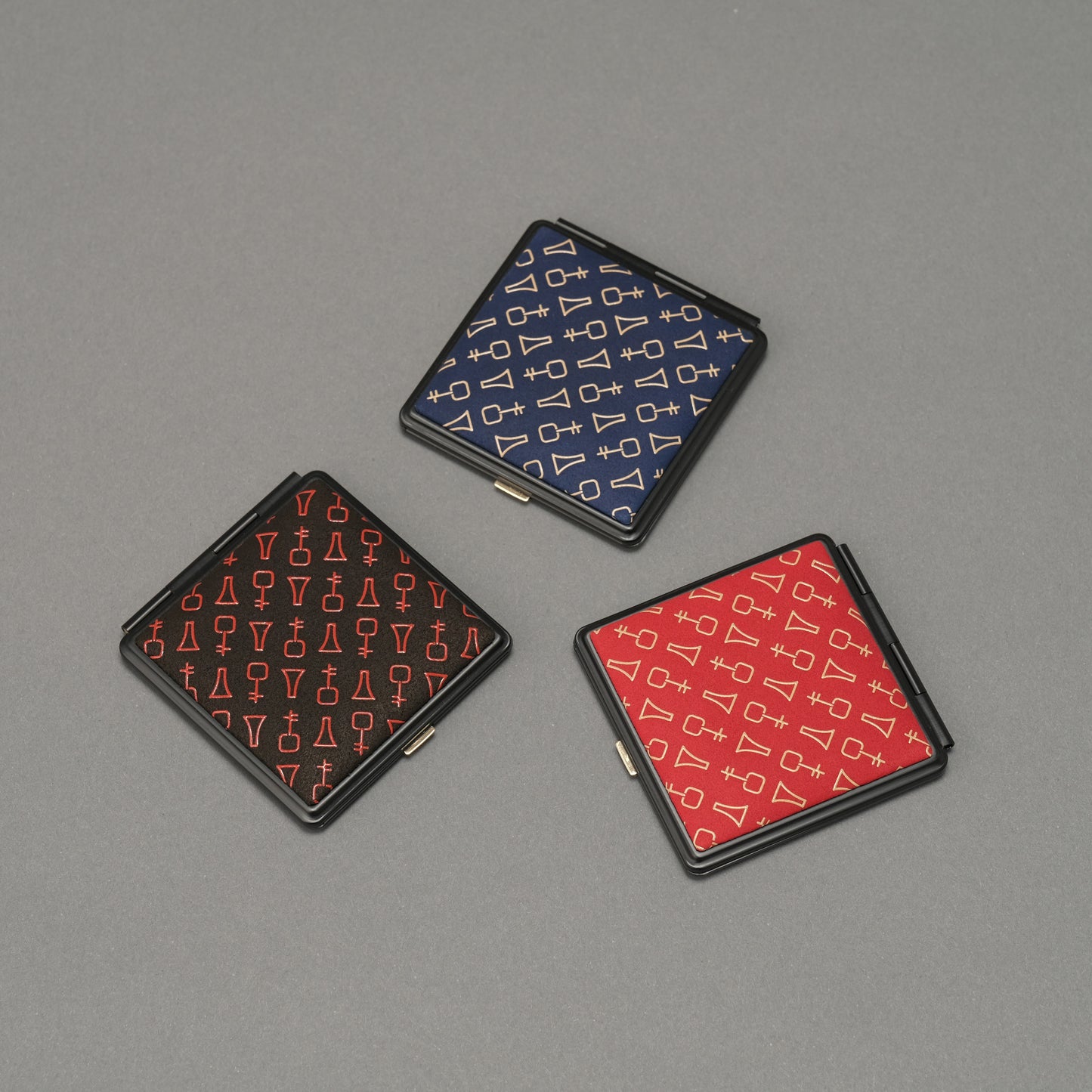 三味線柄甲州印伝コンパクトミラー