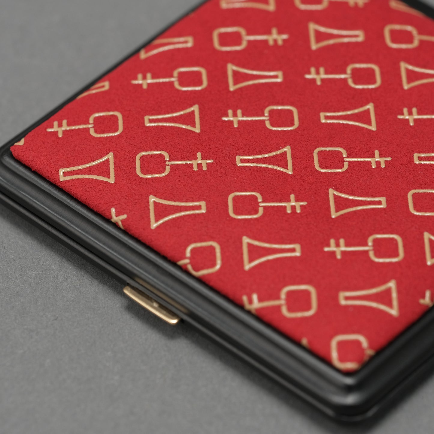 三味線柄甲州印伝コンパクトミラー