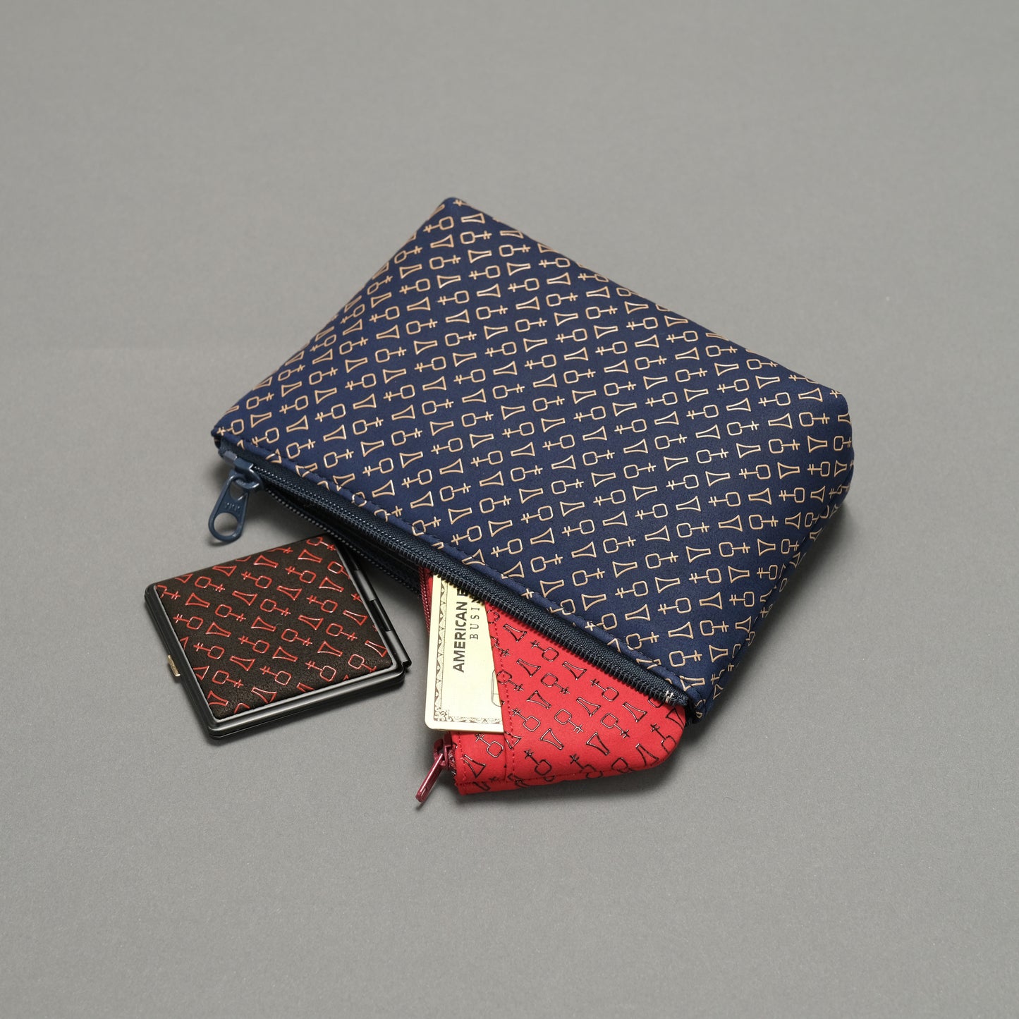 三味線柄甲州印伝ポーチ